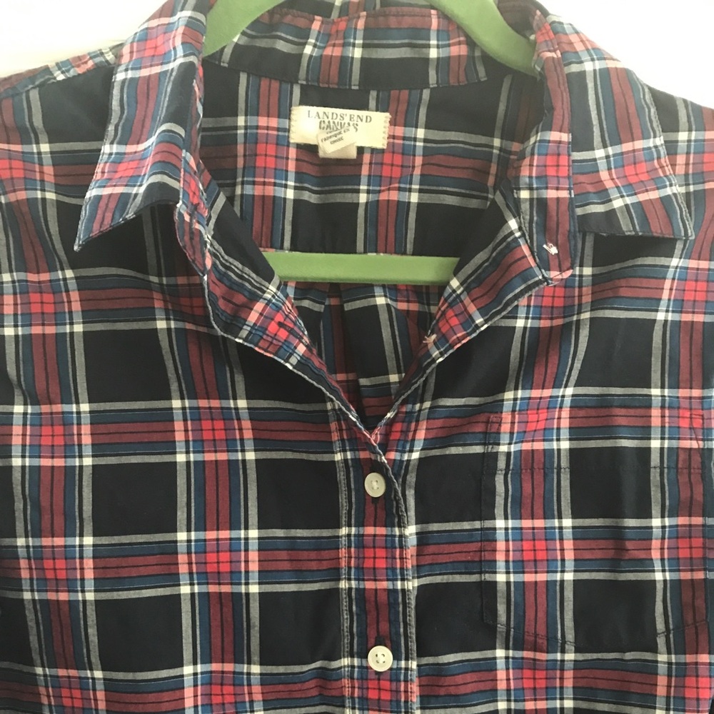 plaid lands’ end shirt